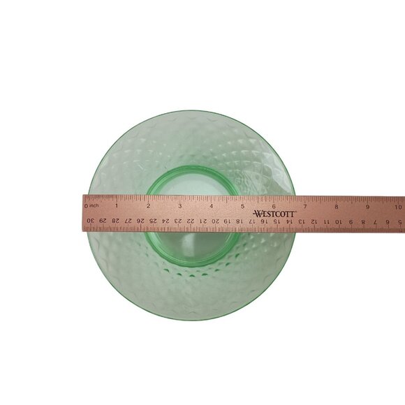 Imperial Glass Diamond Quilted Green 6-5/8" Round Footed Bowl Vintage - Picture 7 of 8